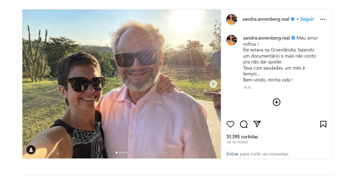 Sandra Annenberg e Ernesto Paglia (Foto: Reprodução / Instagram)