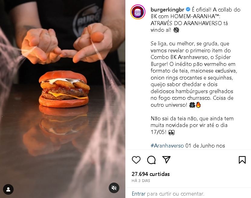 Sanduíche do Buger King - Foto Reprodução Instagram