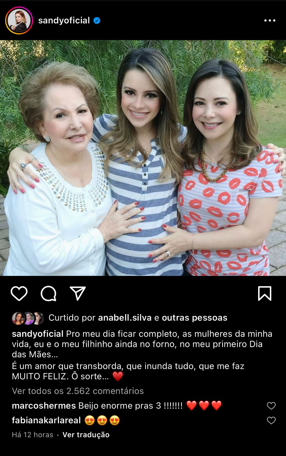 Sandy faz linda declaração de amor no Dia das Mães - Foto Reprodução Instagram