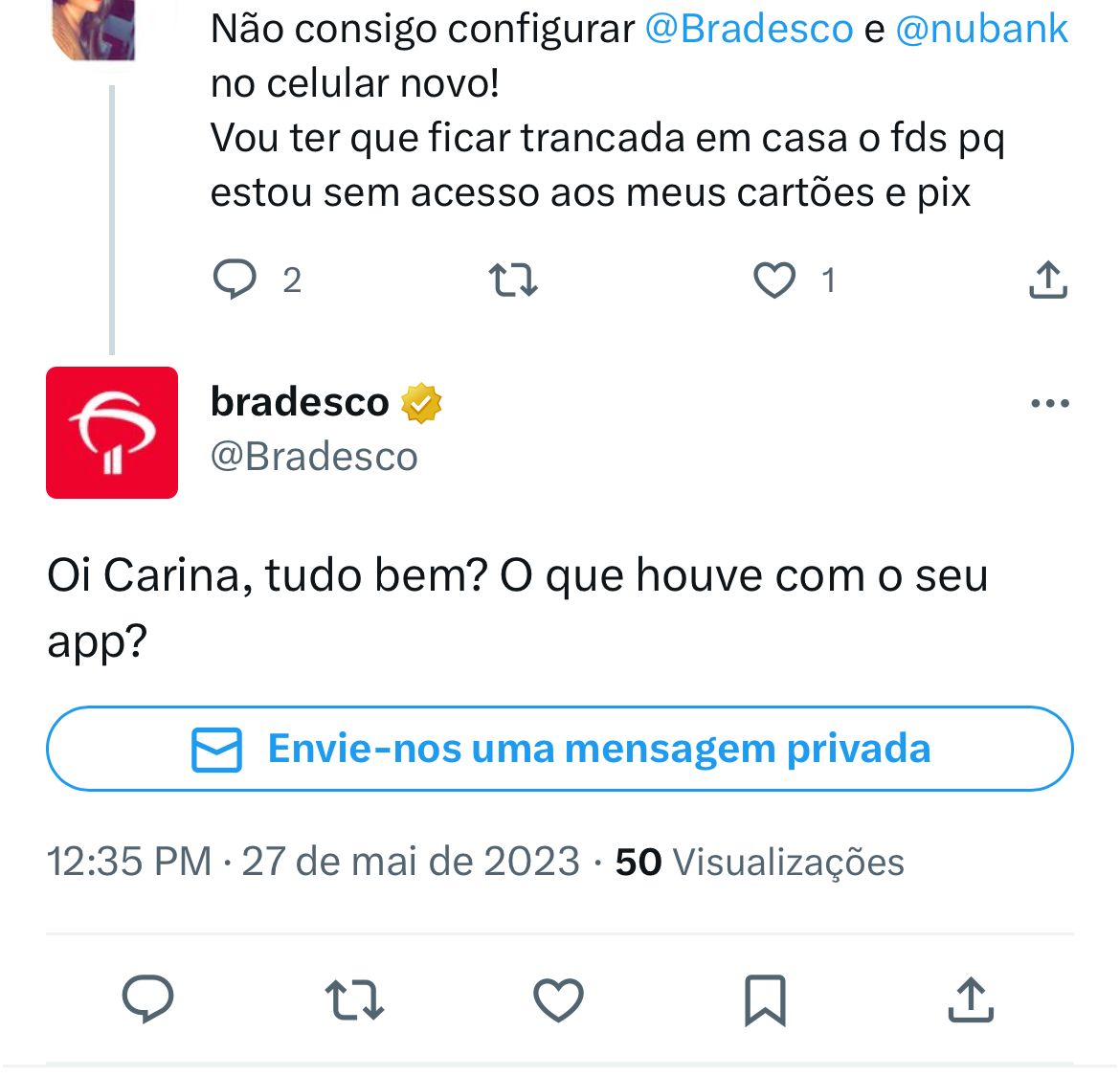 Situação do Bradesco está deixando clientes aterrorizados neste domingo (28) - Foto Reprodução Twitter