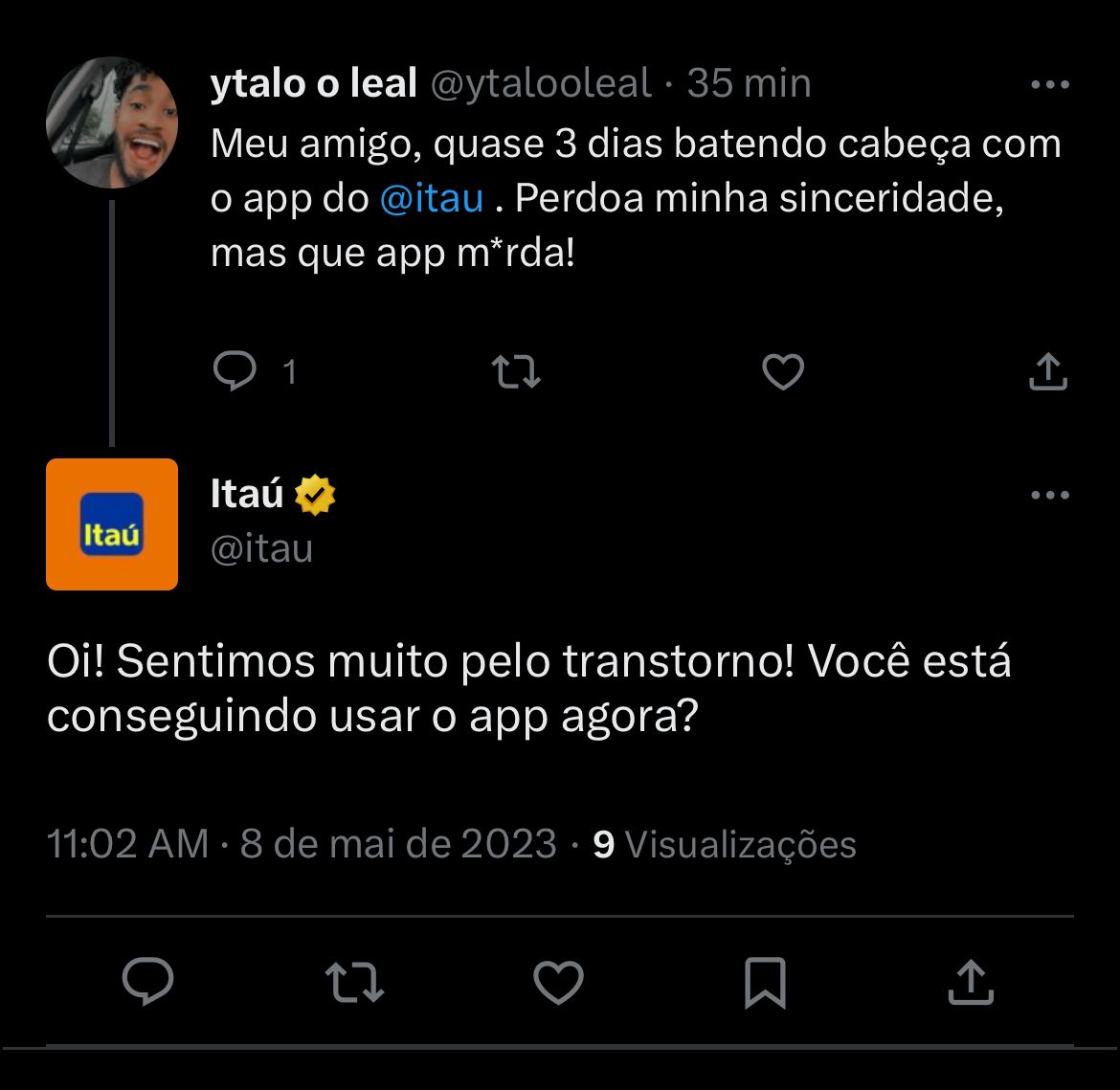 Situação do Itaú anda enfurecendo clientes nesta segunda (08) - Foto Reprodução Twitter