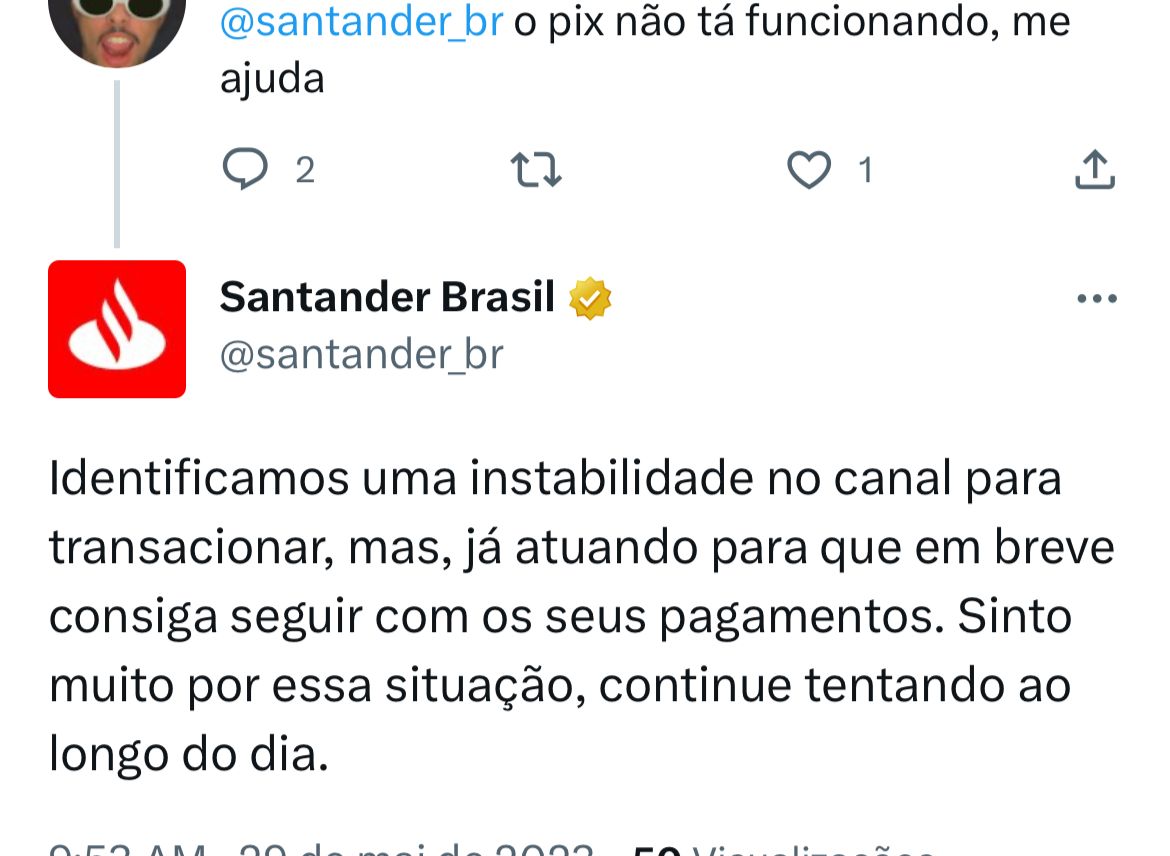 Situação do Santander enfurece clientes HOJE (29) e você precisa saber - Foto Reprodução Twitter