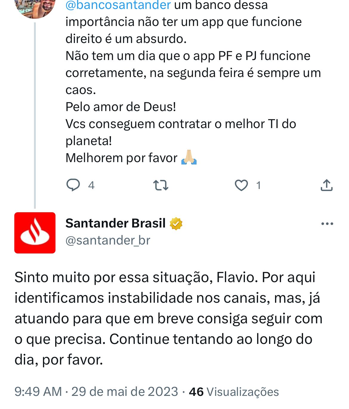 Situação do Santander enfurece clientes HOJE (29) e você precisa saber - Foto Reprodução Twitter