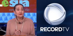 Sonia Abrão no A Tarde é Sua e logo da Record (Foto: Reprodução / RedeTV! / Record)