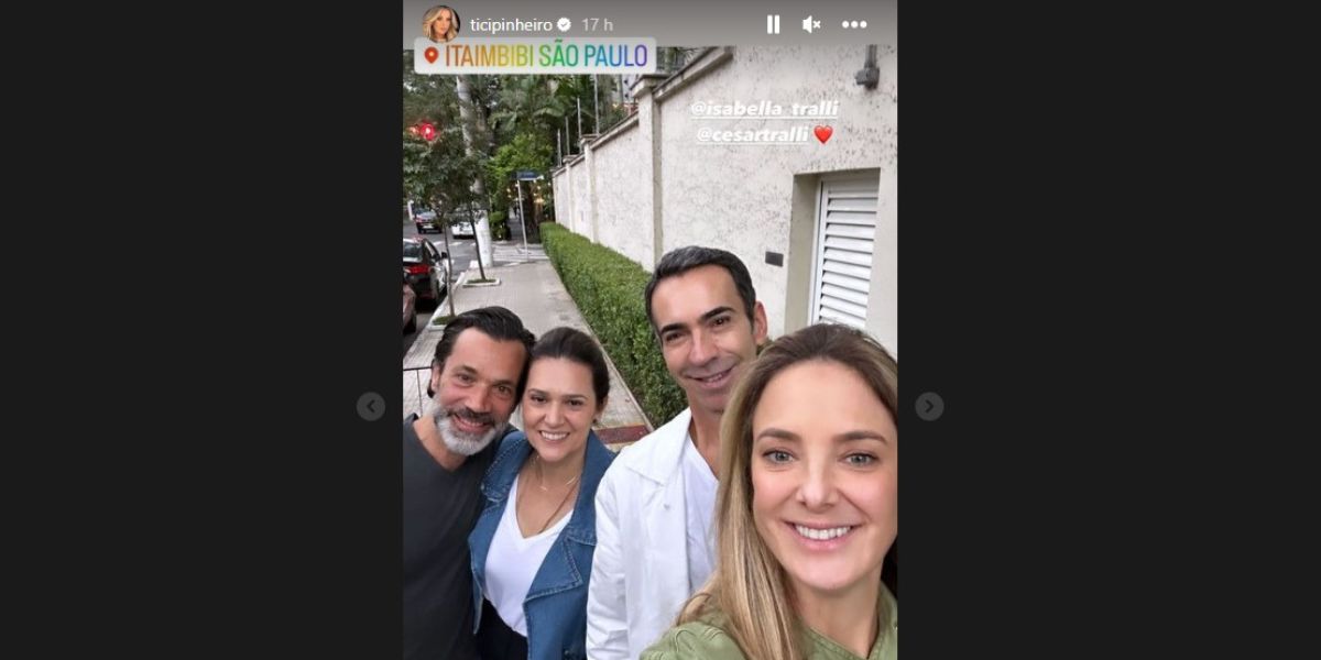 Ticiane Pinheiro, César Tralli e Izabella Tralli (Foto: Reprodução / Instagram) 