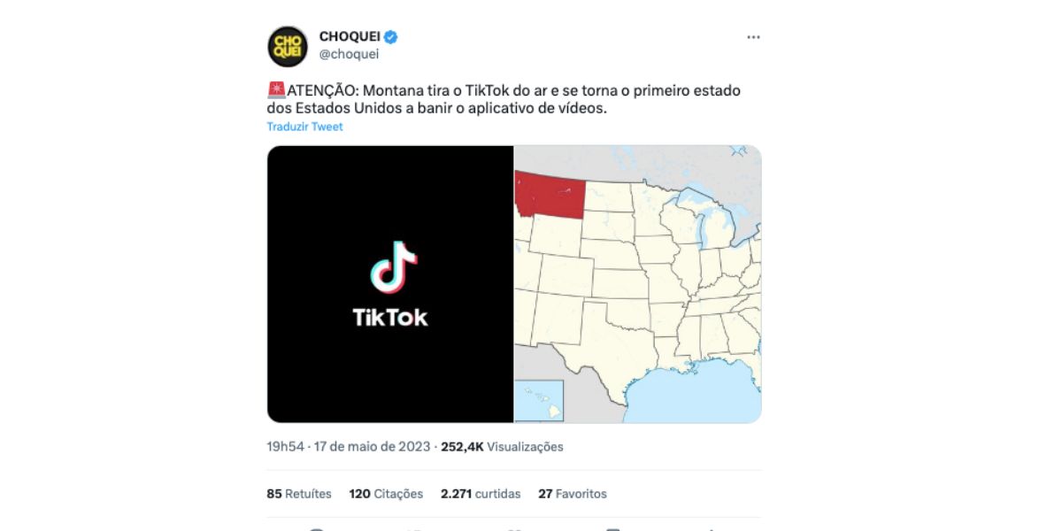 TikTok é banido em Montana nos Estados Unidos (Foto: Reprodução / Twitter Choquei) 