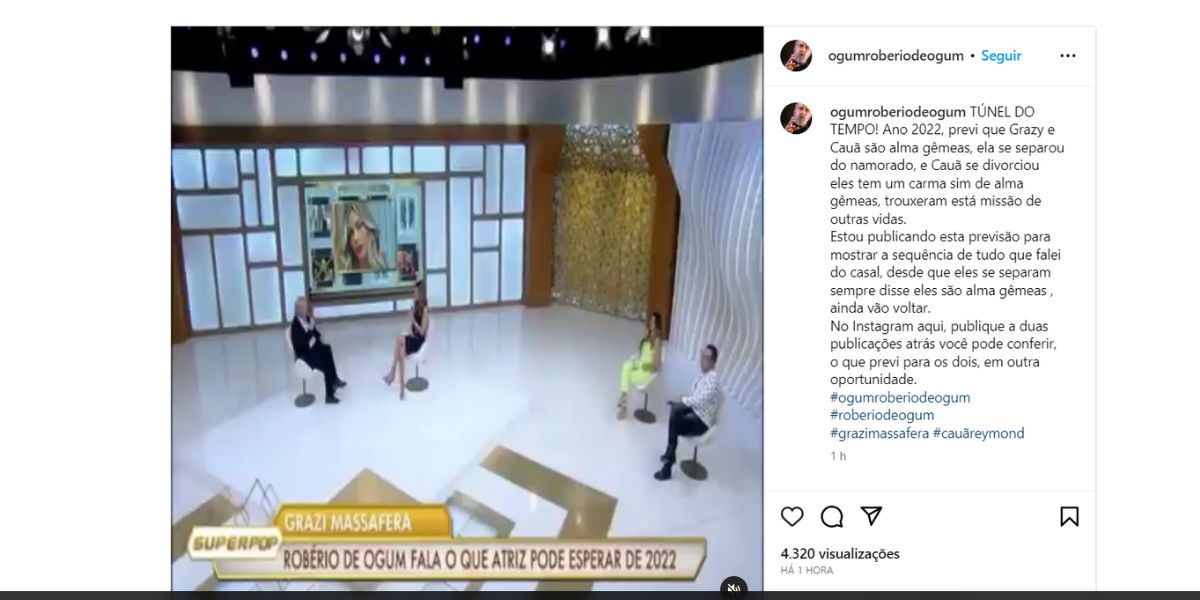 Vidente faz previsão sobre Cauã Reymond e Grazi Massafera (Foto: Reprodução / Instagram)