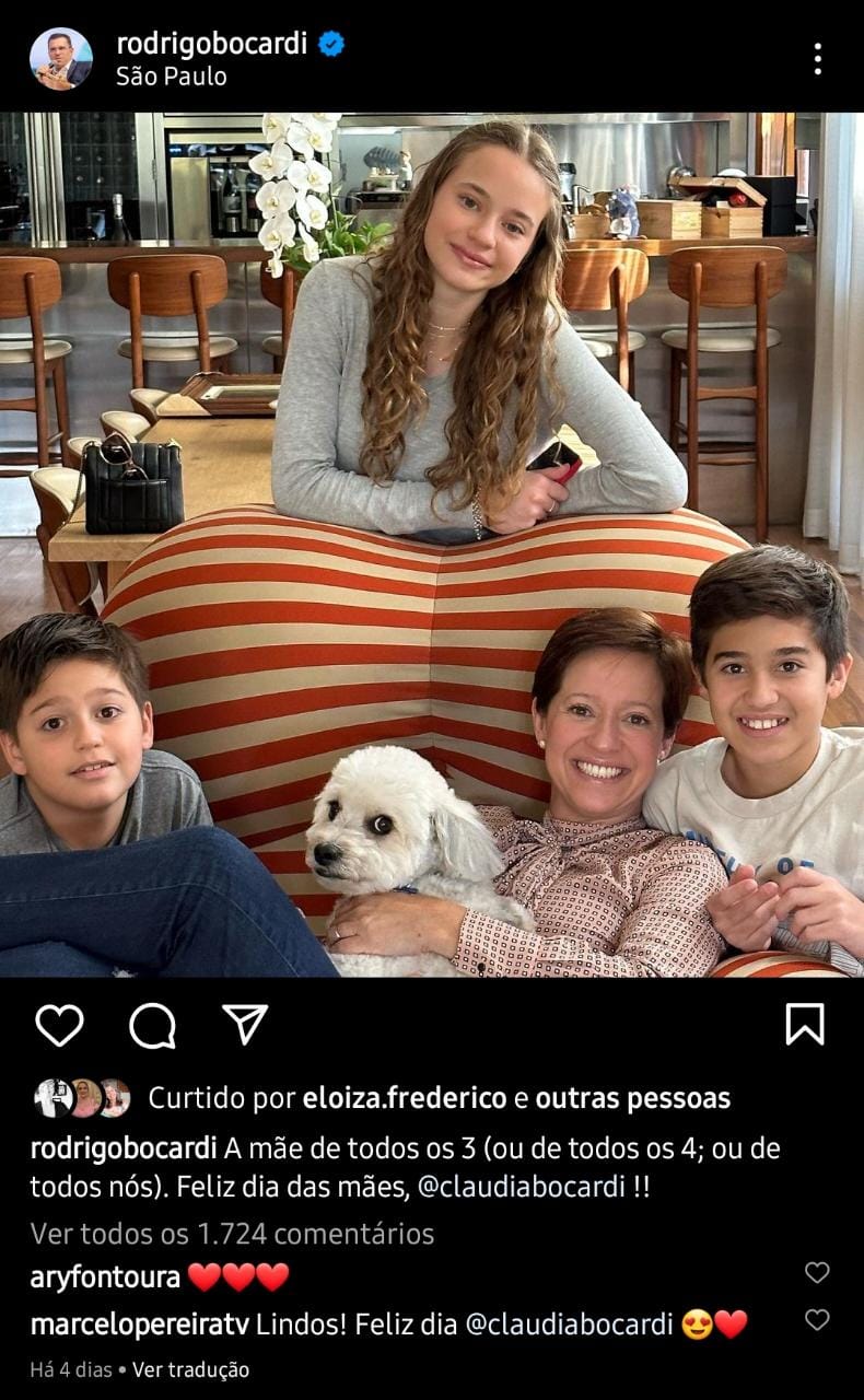 Publicação de Rodrigo Bocardi no Instagram (Foto: Reprodução/ Instagram)