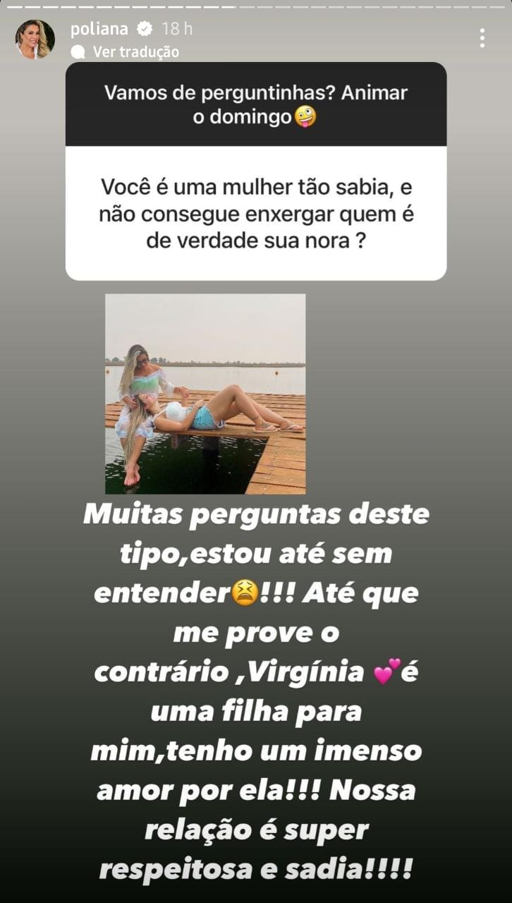 Publicação de Poliana Rocha sobre Virginia (Foto: Reprodução/ Instagram)