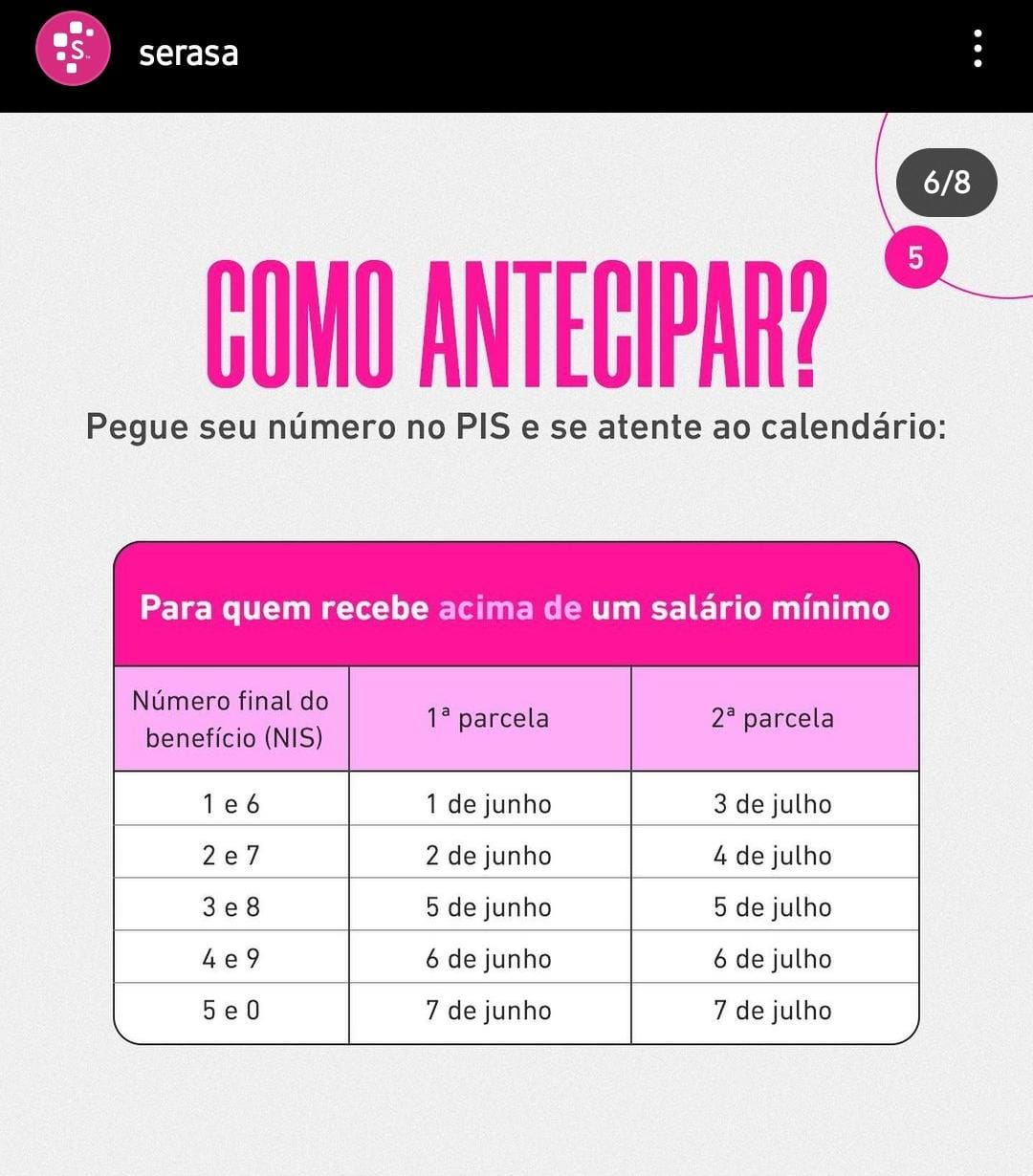 Tabela das datas (Foto: Reprodução/ Instagram)