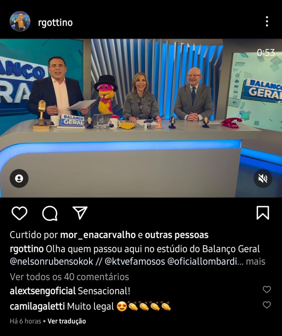 Publicação de Reinaldo Gottino (Foto: Reprodução/ Instagram)