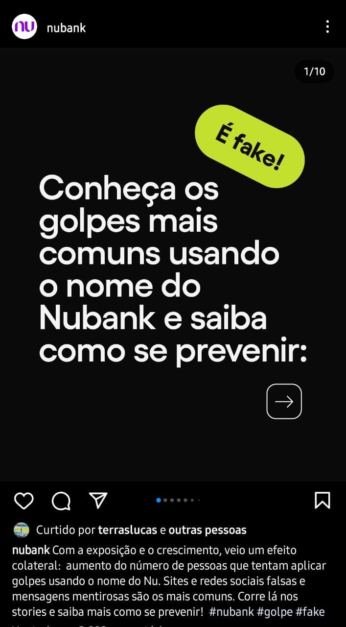 Publicação da NuBank (Foto: Reprodução/ Instagram)