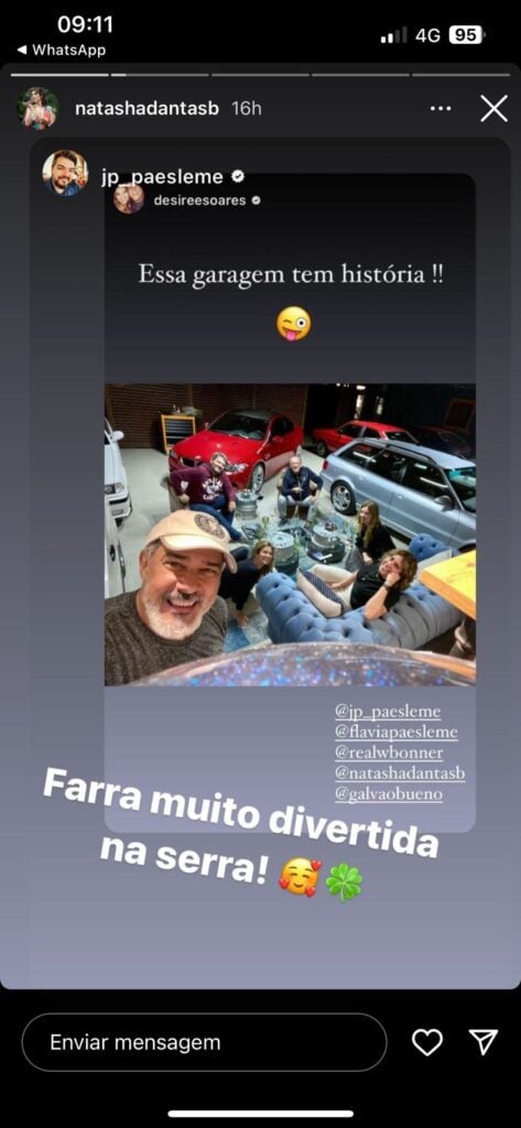 Galvão Bueno, Natasha Dantas, William Bonner, Desirée, João Pedro e Flávia (Foto: Reprodução / Instagram) 