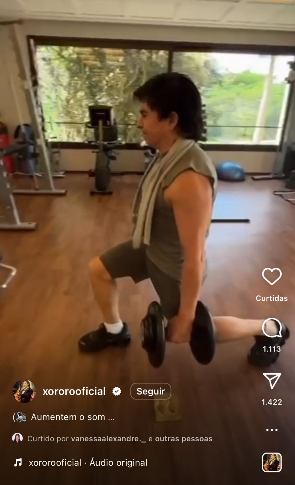 Xororó treinando em vídeo feito pelo filho de Sandy - Foto Reprodução Instagram