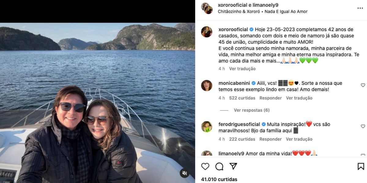 Xororó faz anúncio sobre casamento com Noely (Foto: Reprodução / Instagram)