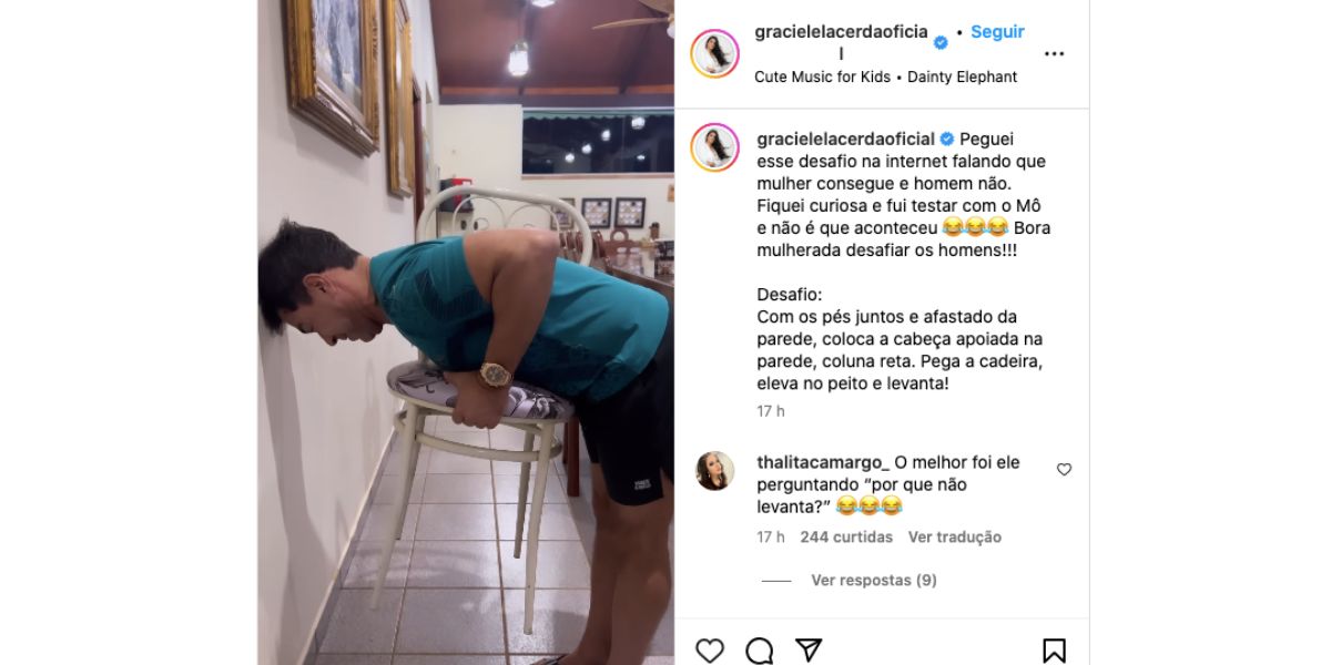 Zezé Di Camargo fazendo desafio (Foto: Reprodução / Instagram)