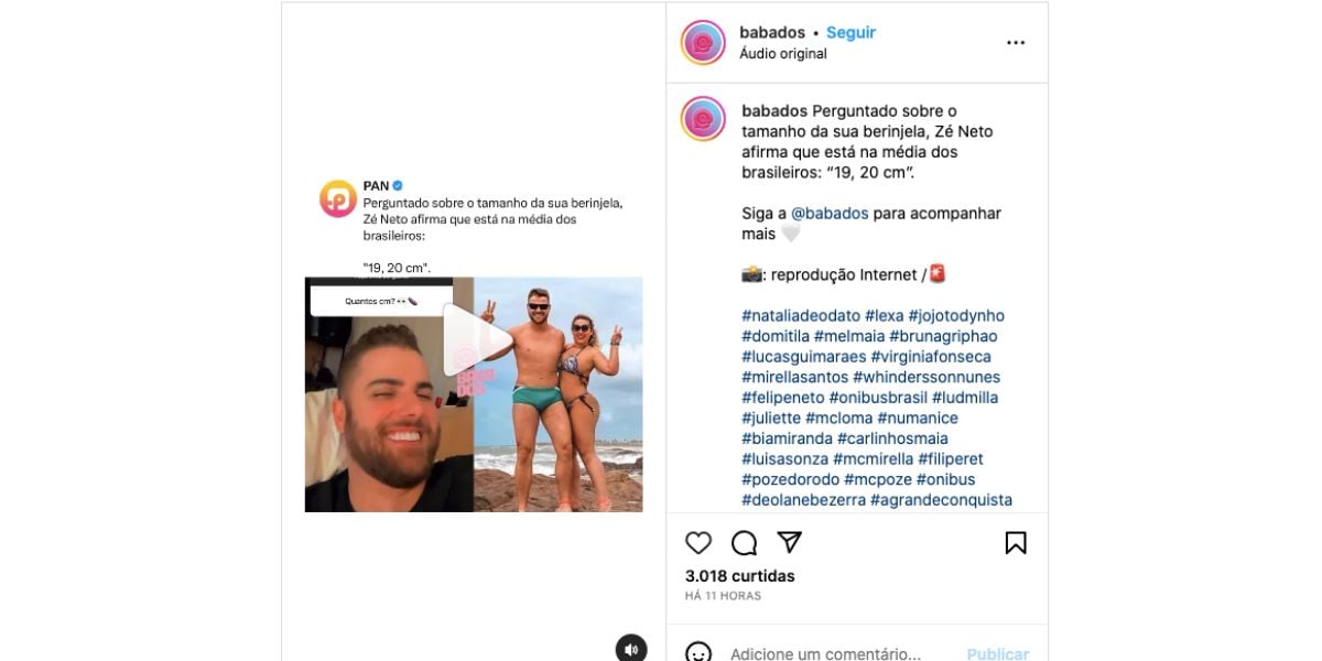 Zé Neto fala sobre seu membro íntimo (Foto: Reprodução / Instagram) 