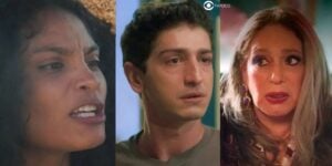 Aline, Daniel e Cândida em cenas de Terra e Paixão (Foto: Reprodução / Globo)