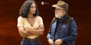 Antônio (Tony Ramos) e Aline (Barbara Reis) em Terra e Paixão (Foto: Reprodução / Globo / Montagem TV Foco)