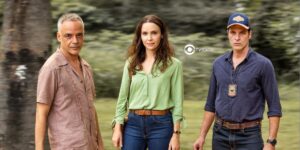 Andrade, Lucinda e Marino em cenas de Terra e Paixão (Foto: Reprodução / Globo / Montagem TV Foco)