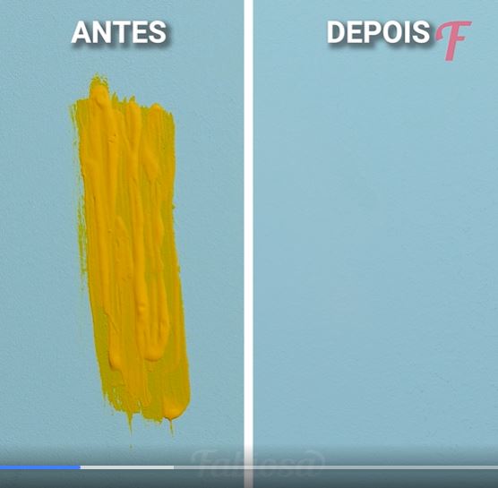 antes de depois de colocar papel alumínio e ferro de passar em parede para tirar mancha - Foto Reprodução Facebook