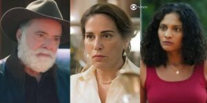 Antônio, Irene e Aline em cenas de Terra e Paixão (Foto: Reprodução / Globo)