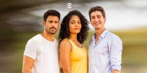 Caio, Aline e Daniel em cenas de Terra e Paixão (Foto: Reprodução / Globo / Montagem TV Foco)