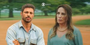 Caio e Irene em cenas de Terra e Paixão (Foto: Reprodução / Globo / Montagem TV Foco)