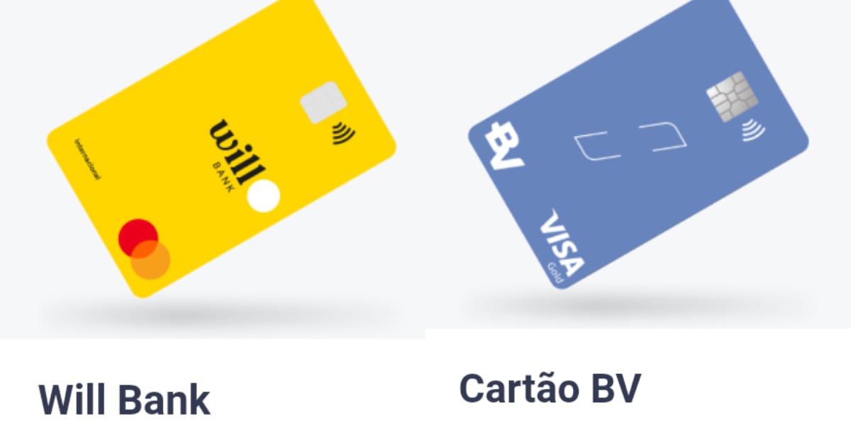 Cartões Will Bank e BV (Reprodução: Montagem TV Foco)