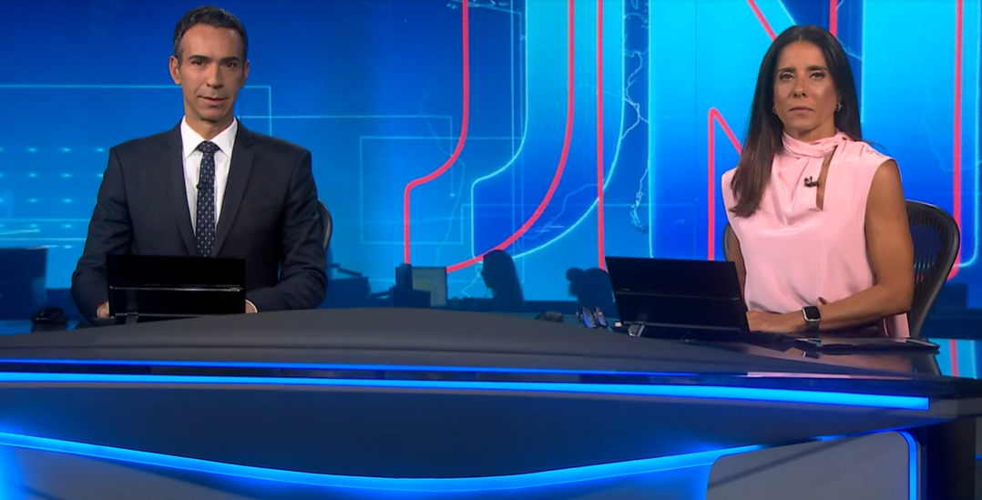 César Tralli e Mônica Teixeira comandaram o Jornal Nacional (Foto: Reprodução/ Globo)