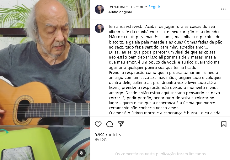 Viúva de Erasmo Carlos fez desabafo chocante (Foto: Reprodução/ Instagram)