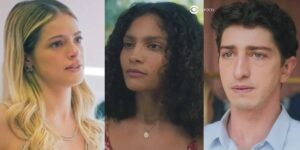 Graça, Aline e Daniel em cenas de Terra e Paixão (Foto: Reprodução / Globo / Montagem TV Foco)