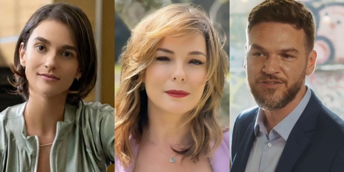 Helena (Priscila Stejnman), Clara (Regiane Alves) e Theo (Emílio Dantas) em "Vai na Fé" (Foto: Divulgação/TV Globo)