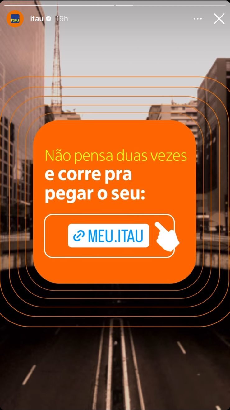 Storie que o Itaú usou para divulgar o The Town (Reprodução - Instagram)