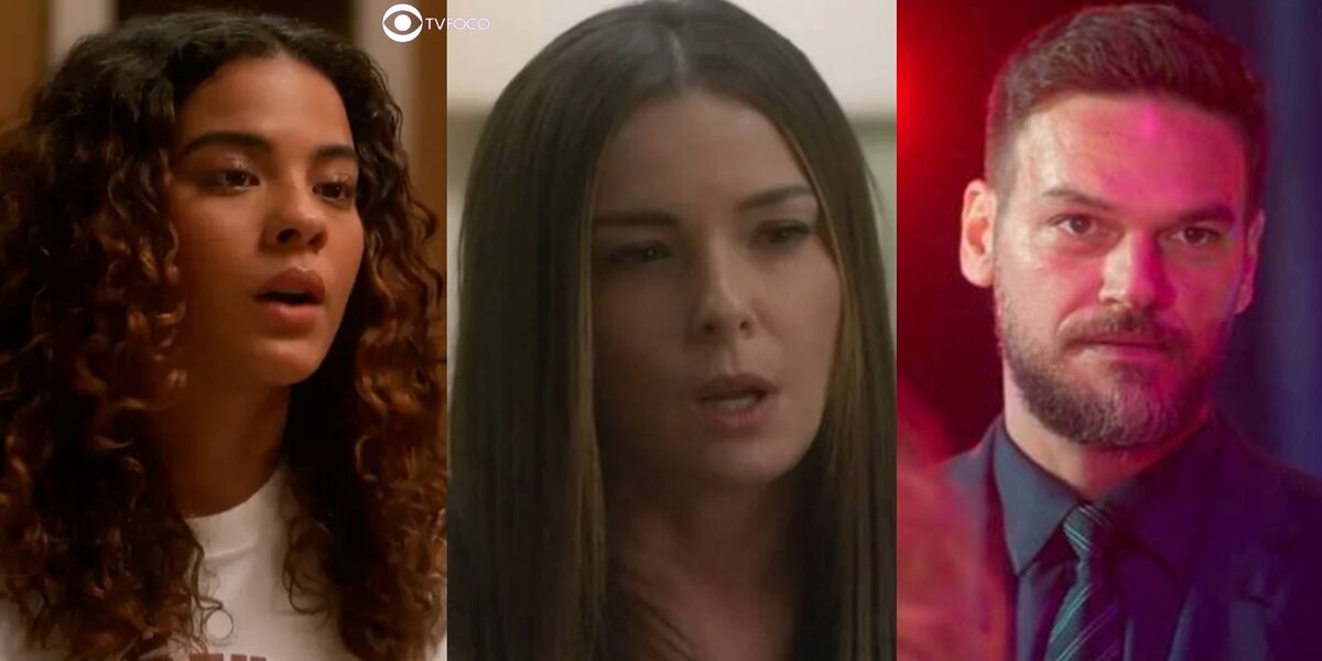 Jenifer, Clara e Theo em cenas de Vai na Fé (Foto: Reprodução / Globo / Montagem TV Foco)