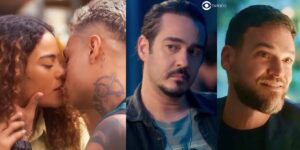 Jenifer, Hugo, Simas e Theo em cenas de Vai na Fé (Foto: Reprodução / Globo)