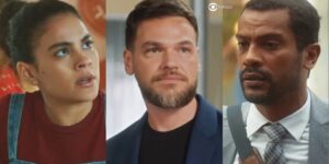 Jenifer, Theo e Ben em cenas de Vai na Fé (Foto: Reprodução / Globo)