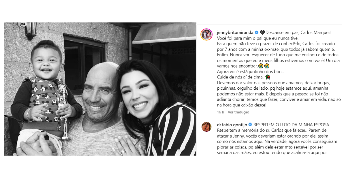 Jenny Miranda lamenta morte de Carlos Magno, ex-marido de Gretchen, e chama cantora de "ex-mãe". (Foto: Instagram)