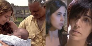 Luana, Bruno, Liliana e Rafaela em cenas de O Rei do Gado (Foto: Reprodução / Globo)