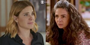 Lumiar (Carolina Dieckmann) e Dora (Claudia Ohana) em cenas de Vai na Fé (Foto: Reprodução / Globo)