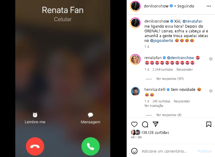 Denílson provocou Renata Fan (Foto: Reprodução/ Instagram)