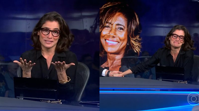 Renata Vasconcellos se emocionou ao falar de Glória Maria no Jornal Nacional (Foto: Reprodução/ Globo)