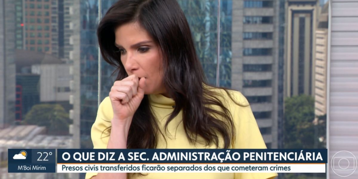 Sabina Simonato tosse no SP1 da Globo (Foto: Reprodução / Globo)