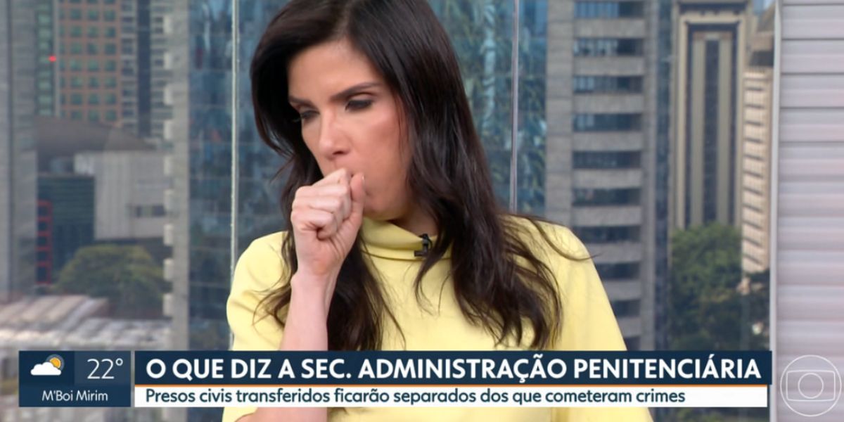 Sabina Simonato tosse no SP1 da Globo (Foto: Reprodução / Globo)