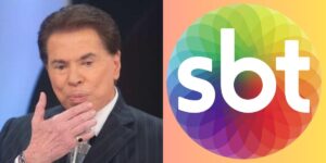 Silvio Santos ao lado do logo do SBT (Reprodução - SBT)