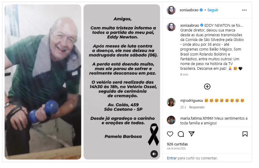 Apresentadora Sonia Abrão em postagem no seu Instagram (Foto: reprodução, Instagram)