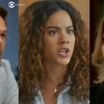 Theo, Jenifer e Lumiar em cenas de Vai na Fé (Foto: Reprodução / Globo / Montagem TV Foco)