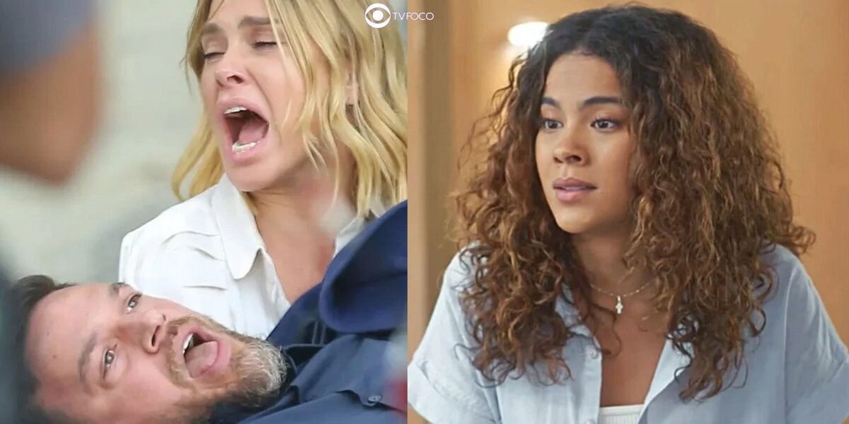 Lumiar, Theo e Jenifer em cenas de Vai na Fé (Foto: Reprodução / Globo)