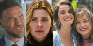 Theo, Lumiar, Clara e Helena em cenas de Vai na Fé (Foto: Reprodução / Globo / Montagem TV Foco)