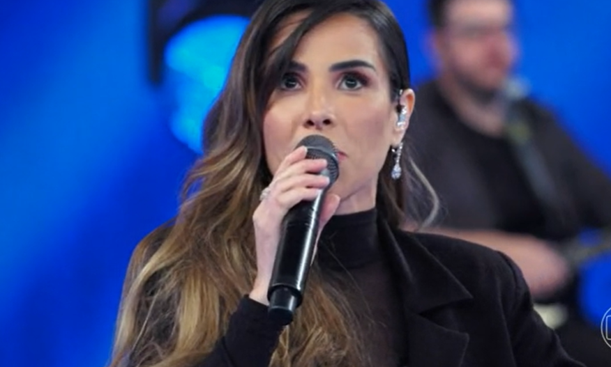 Wanessa Camargo no palco do Domingão com Huck (Foto: Reprodução/ Globo)